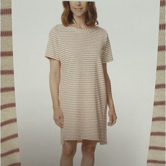 Buffalo Jackson Dresses & Skirts - Pink Stripe Cotton Dress Buffalo David Bitton  XXL Knit Hi Low Hem Casual NWT